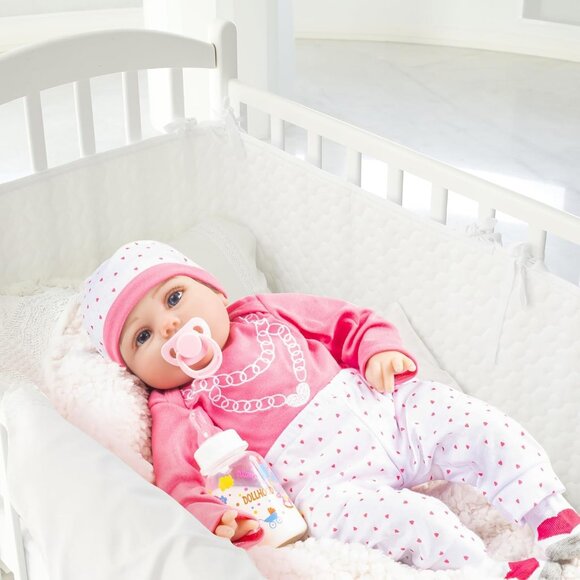 🆕22inch Full Cloth Body With Vinyl Limbs Baby Doll Lila Heart Reborn Baby Girl - Picture 4 of 9